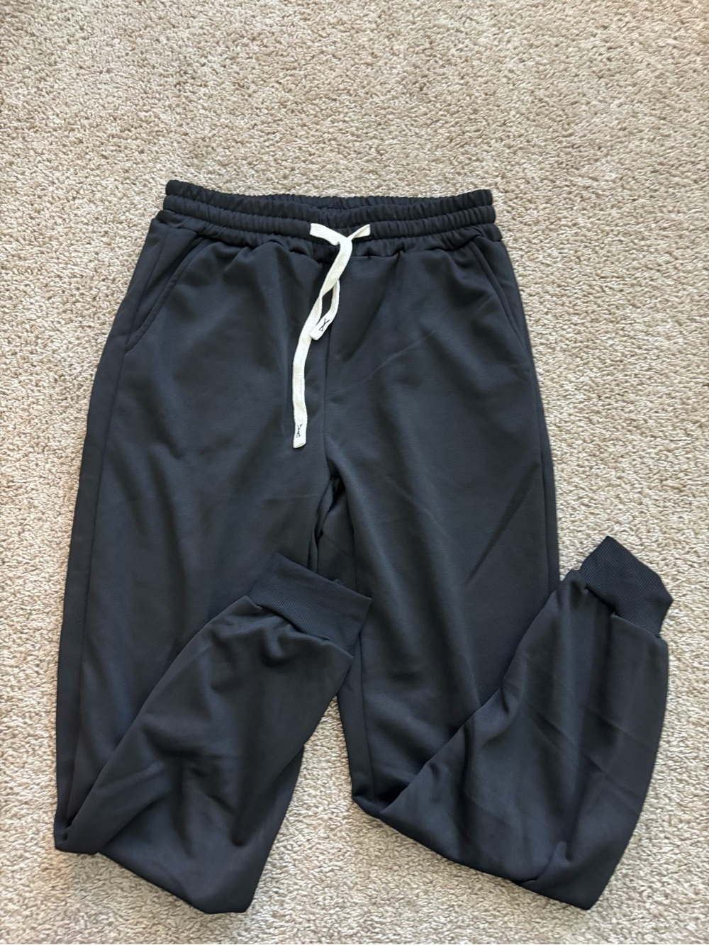 Black Jogger Sweatpants with White Drawstring